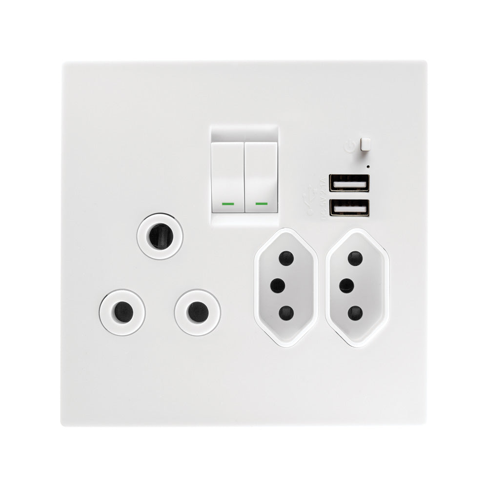 Crabtree Topaz USB Combo Socket 4 x 4 - White