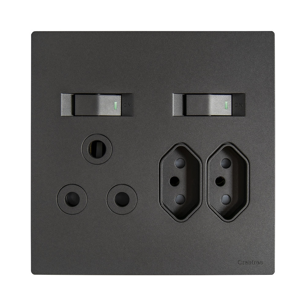 Crabtree Topaz Slimline Combo Socket 4 x 4 - Graphite
