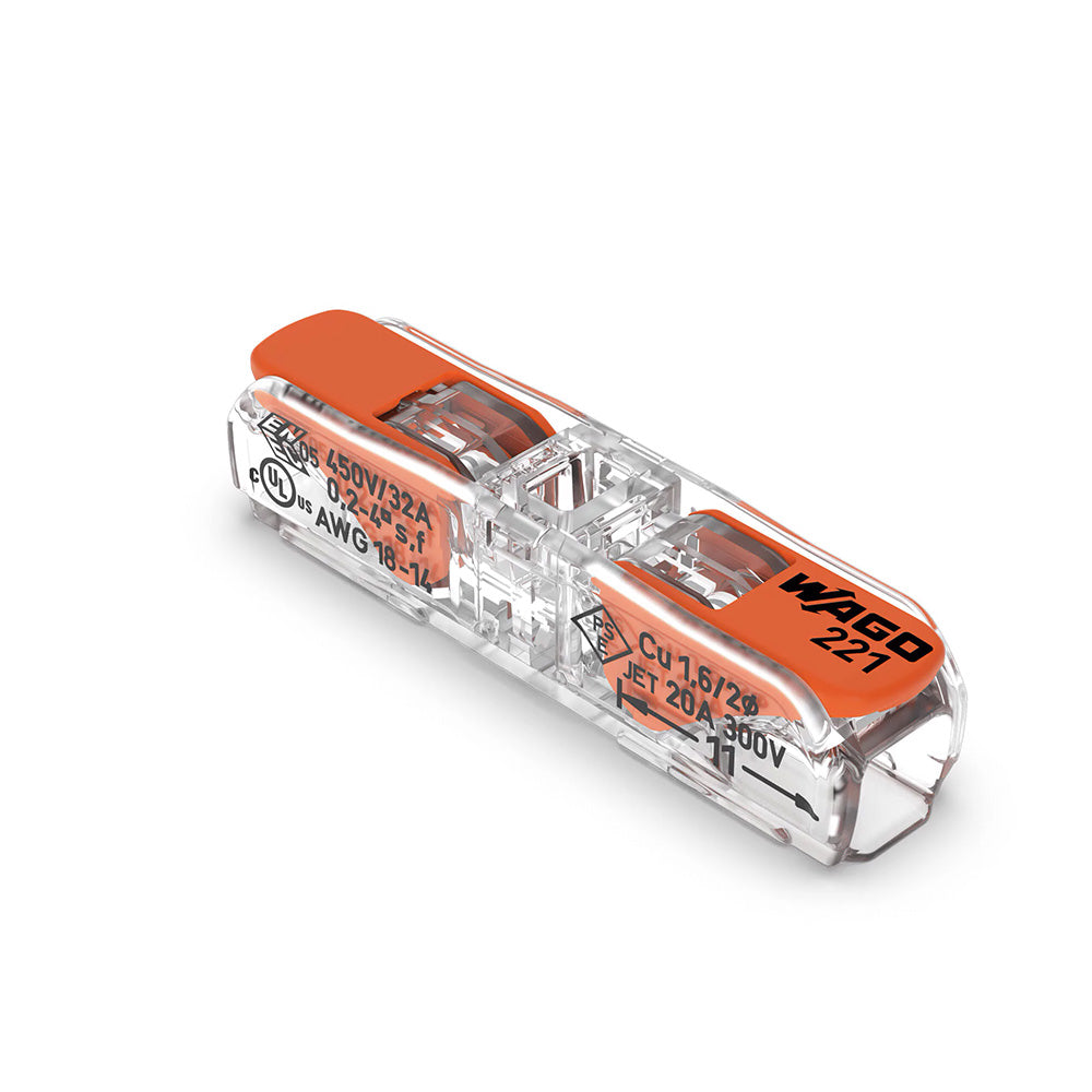 Wago 221 Lever Type Inline Splicing Connector 0.2 - 4mm² - Orange