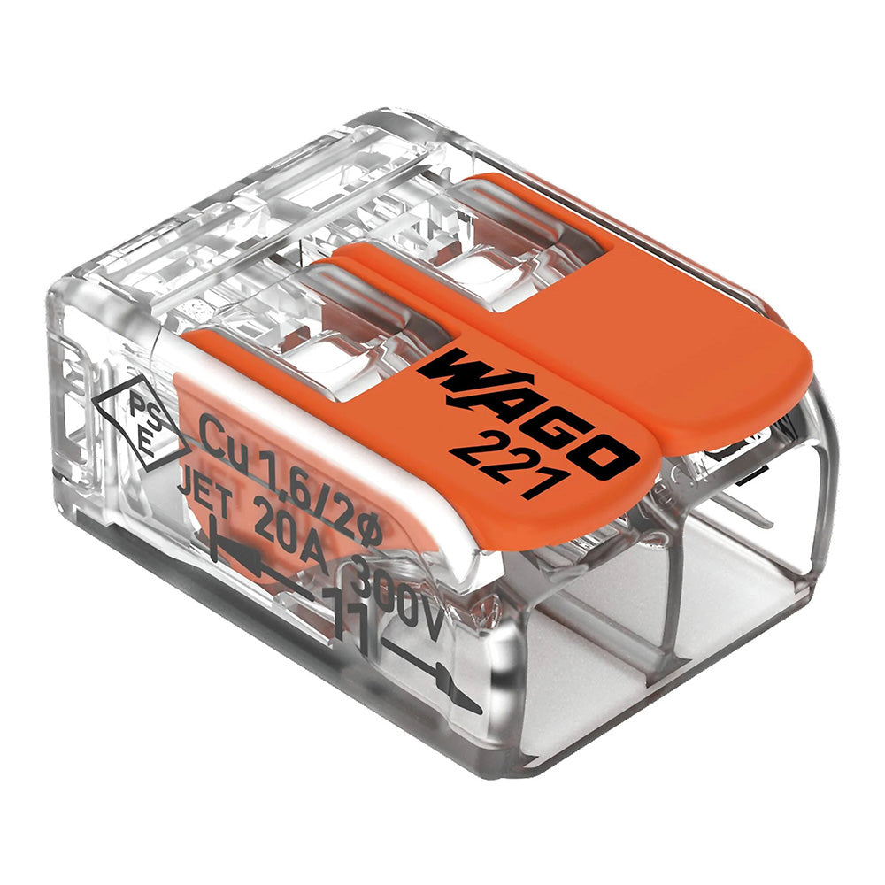 Wago 221 Lever Type 2-Way Splicing Connector 0.14 - 4mm² - Orange