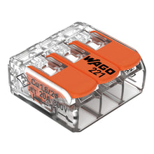 Load image into Gallery viewer, Wago 221 Lever Type 3-Way Splicing Connector 0.14 - 4mm² - Orange
