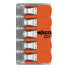 Load image into Gallery viewer, Wago 221 Lever Type 5 Way Splicing Connector 0.5 - 6mm² - Orange
