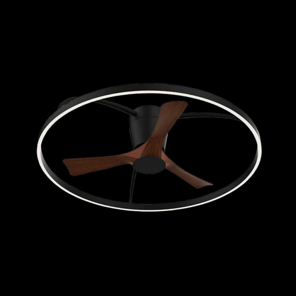 K. Light 3 Blade LED Ceiling Fan with Remote 1000mm - Black / Dark Wood