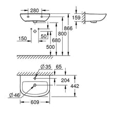 Load image into Gallery viewer, GROHE Bau Wall-Hung Basin 442mm
