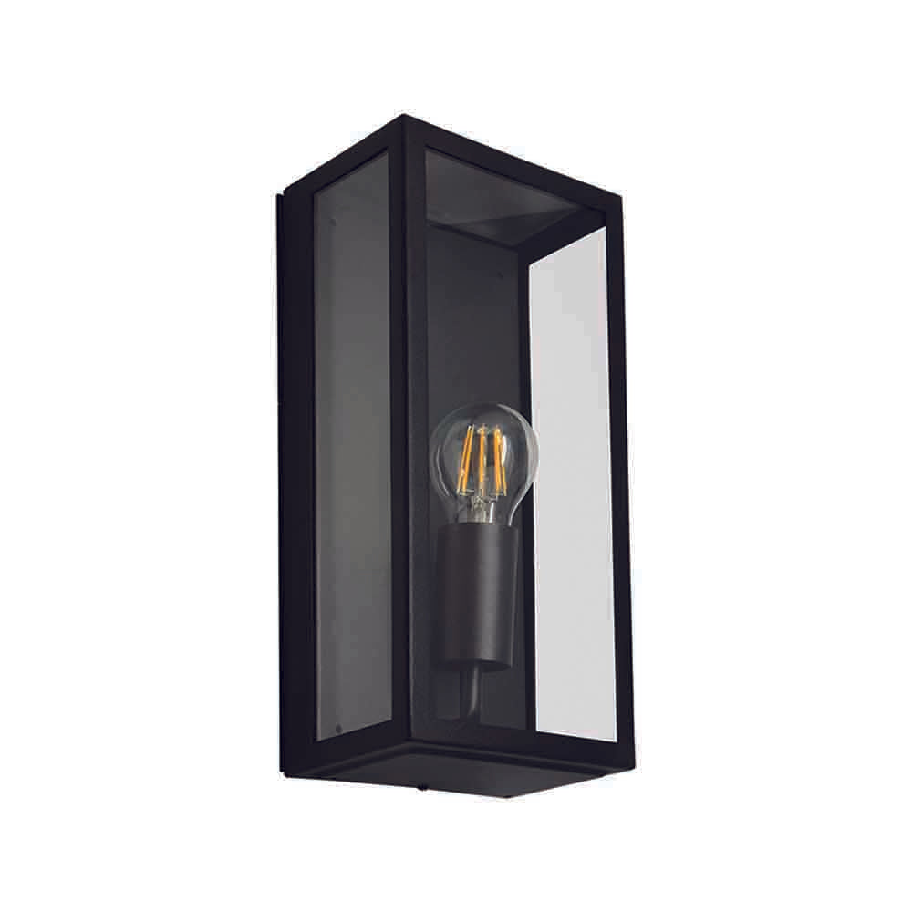 Spazio Rubik wall Rectangular 60W Wall fitting with Clear Diffuser - Black