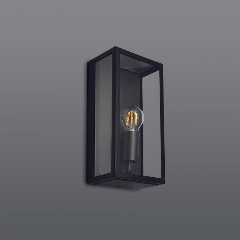 Spazio Rubik wall Rectangular 60W Wall fitting with Clear Diffuser - Black
