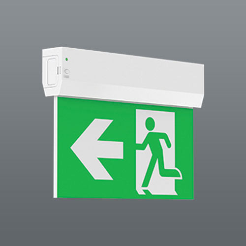 Spazio Emergency Exit Sign - Surface Mounted - White