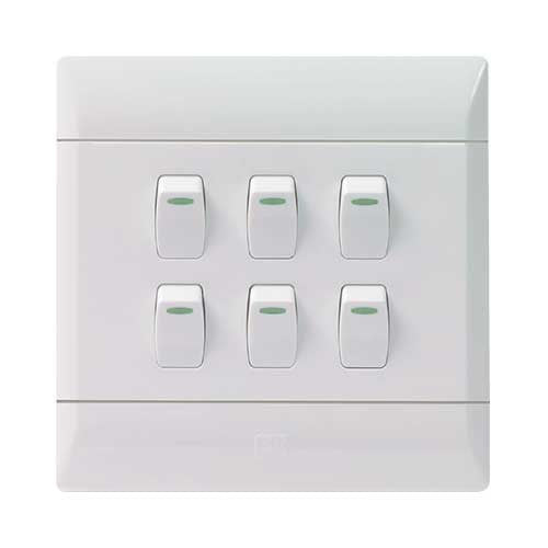 CBi PVC 6 Lever Light Switch 4 x 4