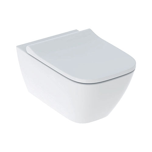 Geberit Smyle Square Rimless Wall-Hung Toilet + Overlapping Soft-Close Seat - White