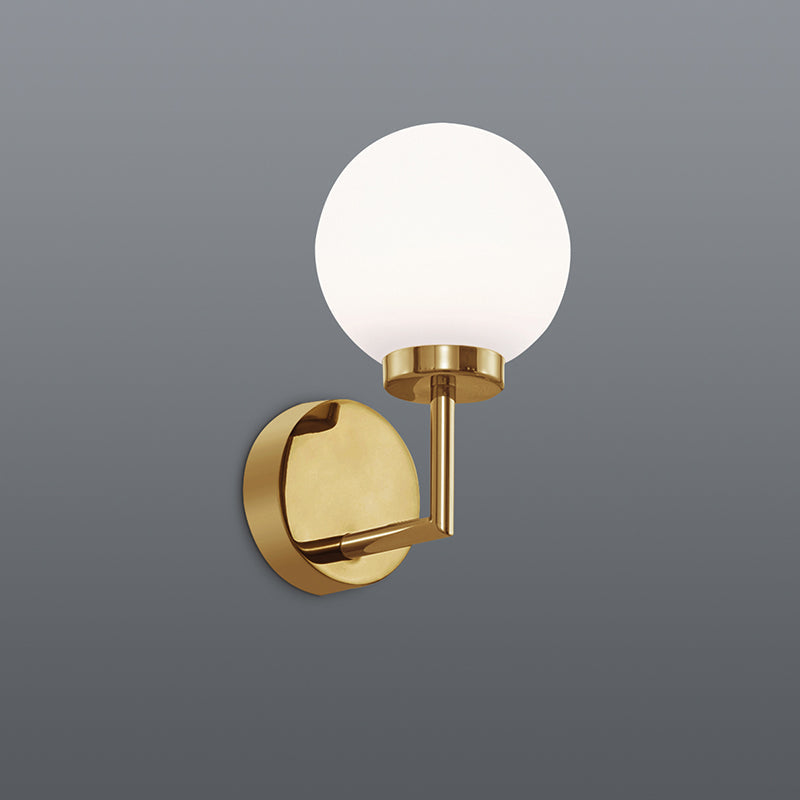Spazio Pearl Stainless Steel 6W 960lm Warm White Globe with Opal Shade Wall Light - Gold