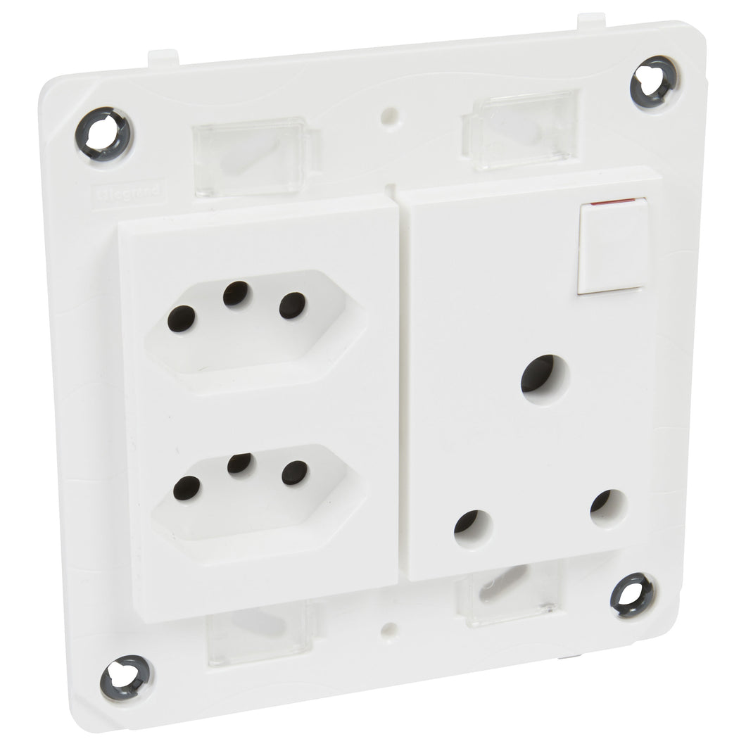 Legrand Arteor RSA 2 Slimline Monoblock Socket Module 4 x 4