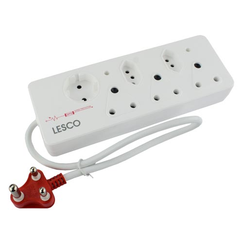 Lesco Domestic Multiplug 3 RSA 2 Slimline Schuko - White