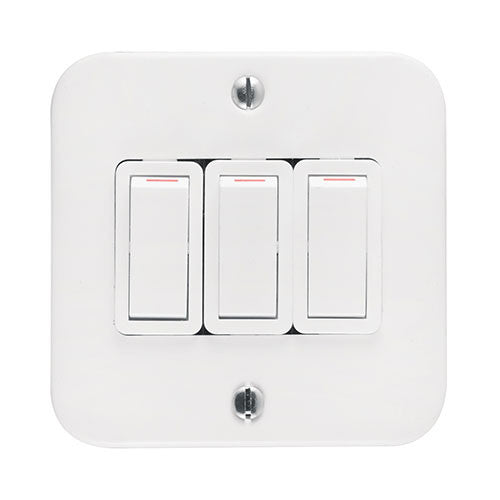 Crabtree Industrial 3 Lever 1-Way Switch in Surface Box 4 x 4