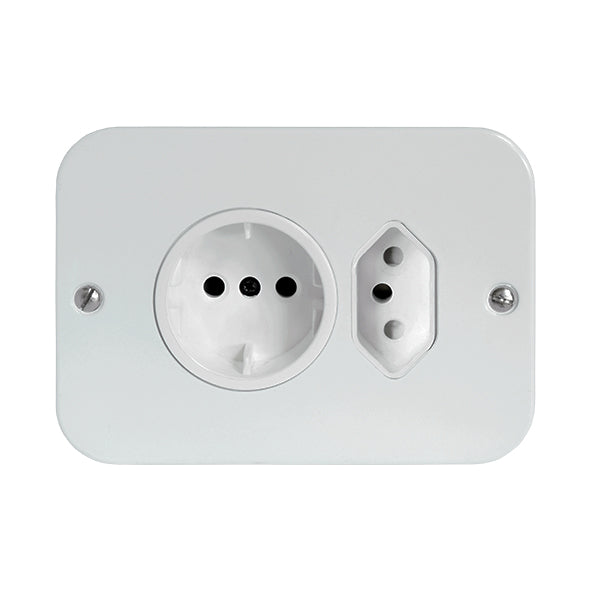 Crabtree Industrial Slimline Schuko Unswitched Combo Socket 2 x 4