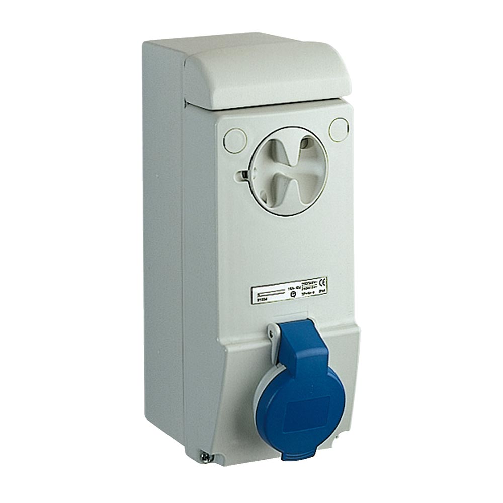 Schneider Electric Pratika 3 Pin Industrial Wall Mount Socket Splashproof with Interlock Switch