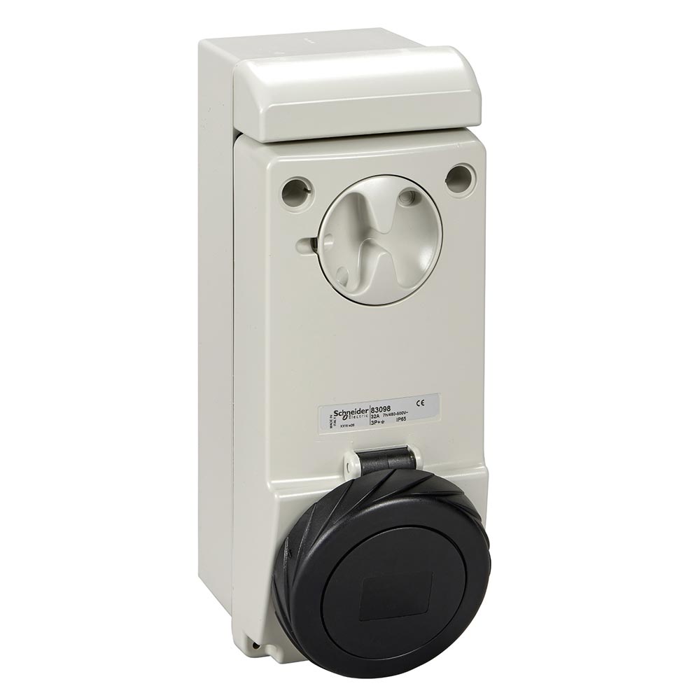 Schneider Electric Pratika 4 Pin Industrial Wall Mount Socket Waterproof with Interlock Switch