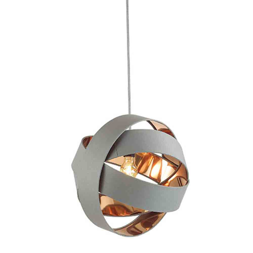 Spazio Lumia 60W Fabric Pendant - Grey/Rose Gold