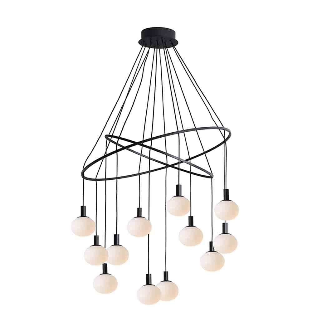Spazio Cosmo 12 Light Chandelier - Black