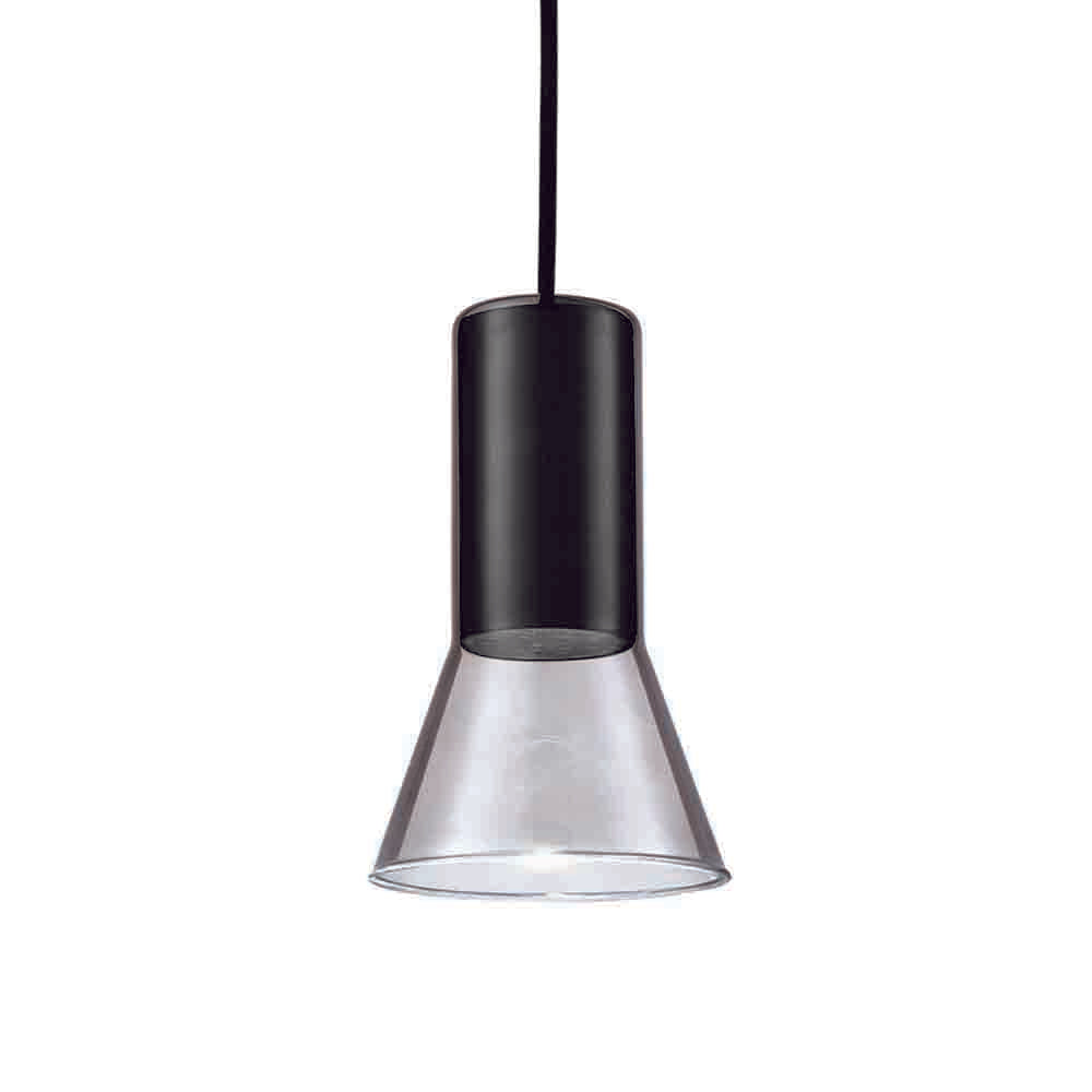 Spazio Cone Aluminium & Glass Pendant - Sand Black / Smoke