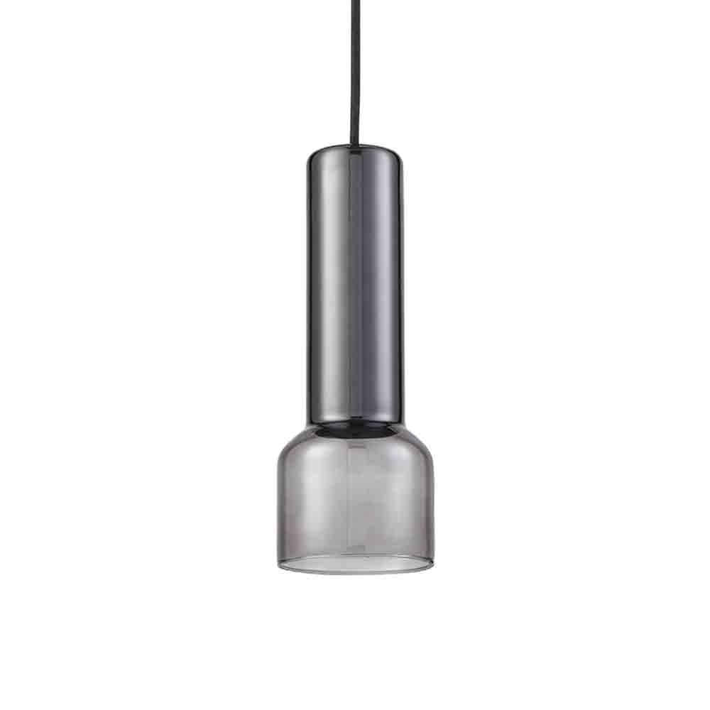 Spazio Torch Aluminium & Glass Pendant - Sand Black / Smoke