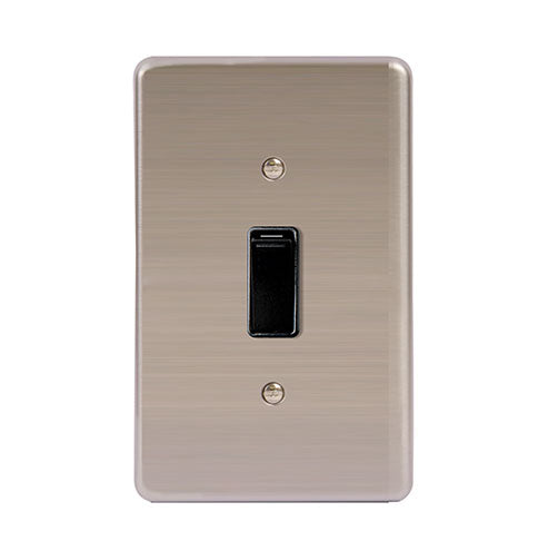 Lesco Stainless Steel 1 Lever 1 Way Light Switch 2 x 4 - Black Switch