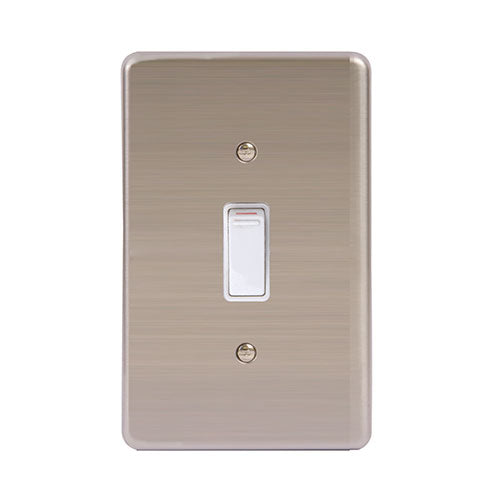 Lesco Stainless Steel 1 Lever 1 Way Light Switch 2 x 4 - White Switch