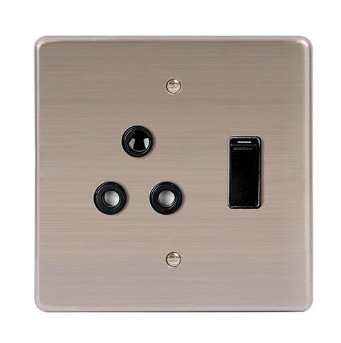 Lesco Stainless Steel RSA Socket 4 x 4 - Black Switch