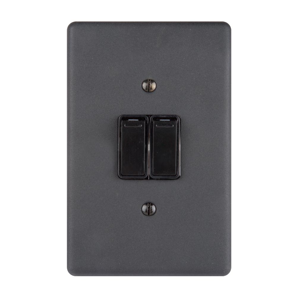 Lesco Matt Black 2 Lever with 2 Way Light Switch 4 x 2