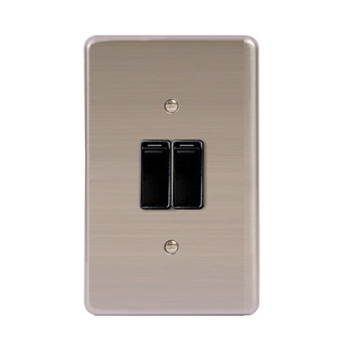 Lesco Stainless Steel 2 Lever 1-Way Light Switch 4 x 2 - Black
