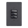 Lesco Matt Black 3 Lever 2 Way Light Switch 4 x 2