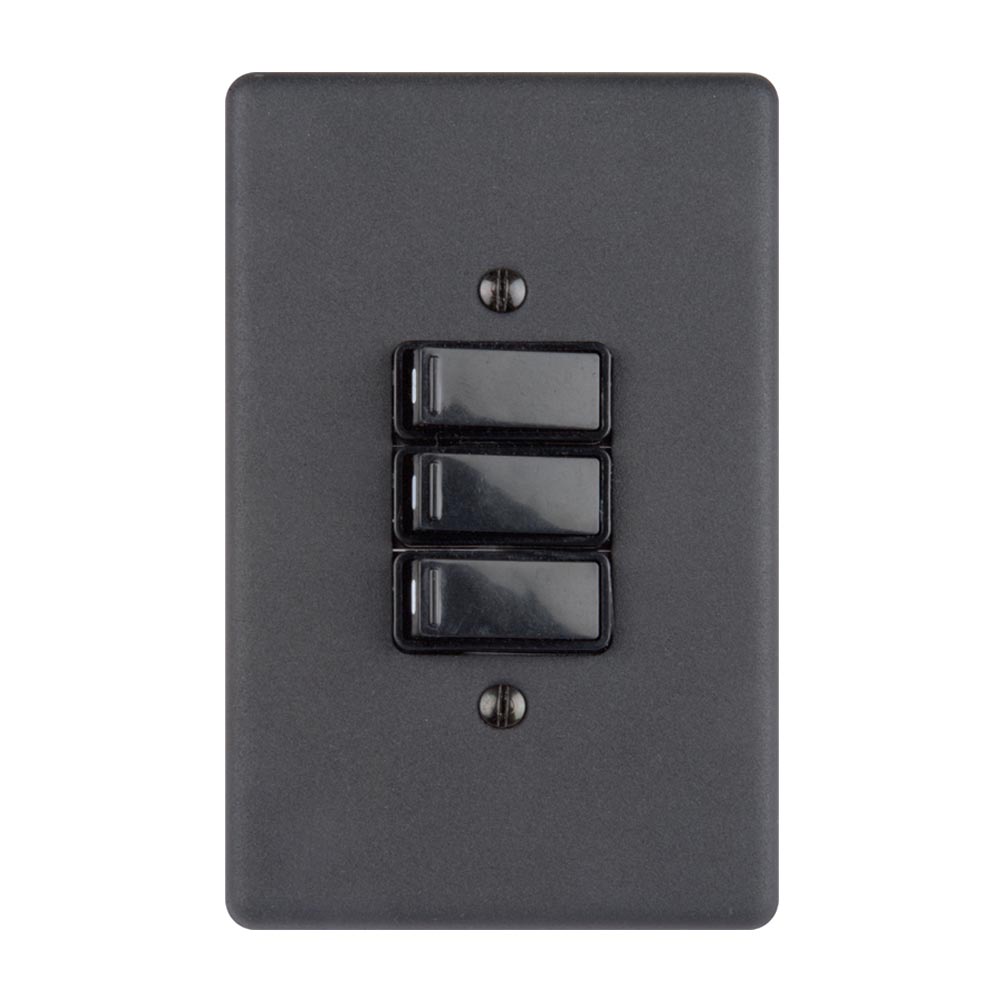 Lesco 3 Lever 1-Way Light Switch 4 x 2 - Matt Black