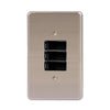 Lesco Stainless Steel 3 Lever 1-Way Light Switch 4 x 2 - Black