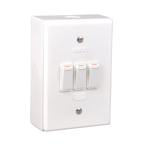 Lesco LSS 3 Lever 1-Way Surface Mount Switch 4 x 2 - Shrink Wrapped