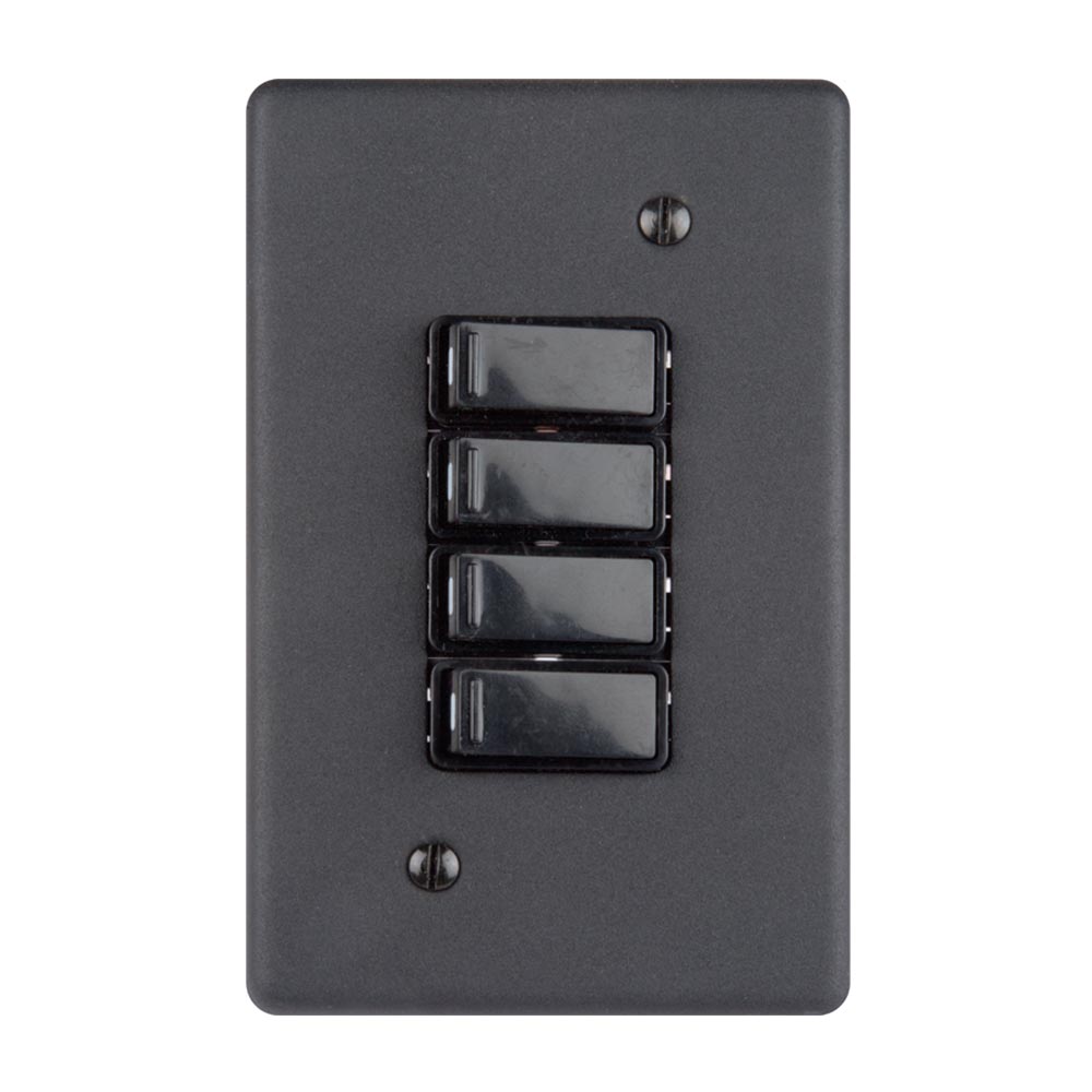 Lesco 4 Lever with 2-Way Light Switch 4 x 2 - Matt Black