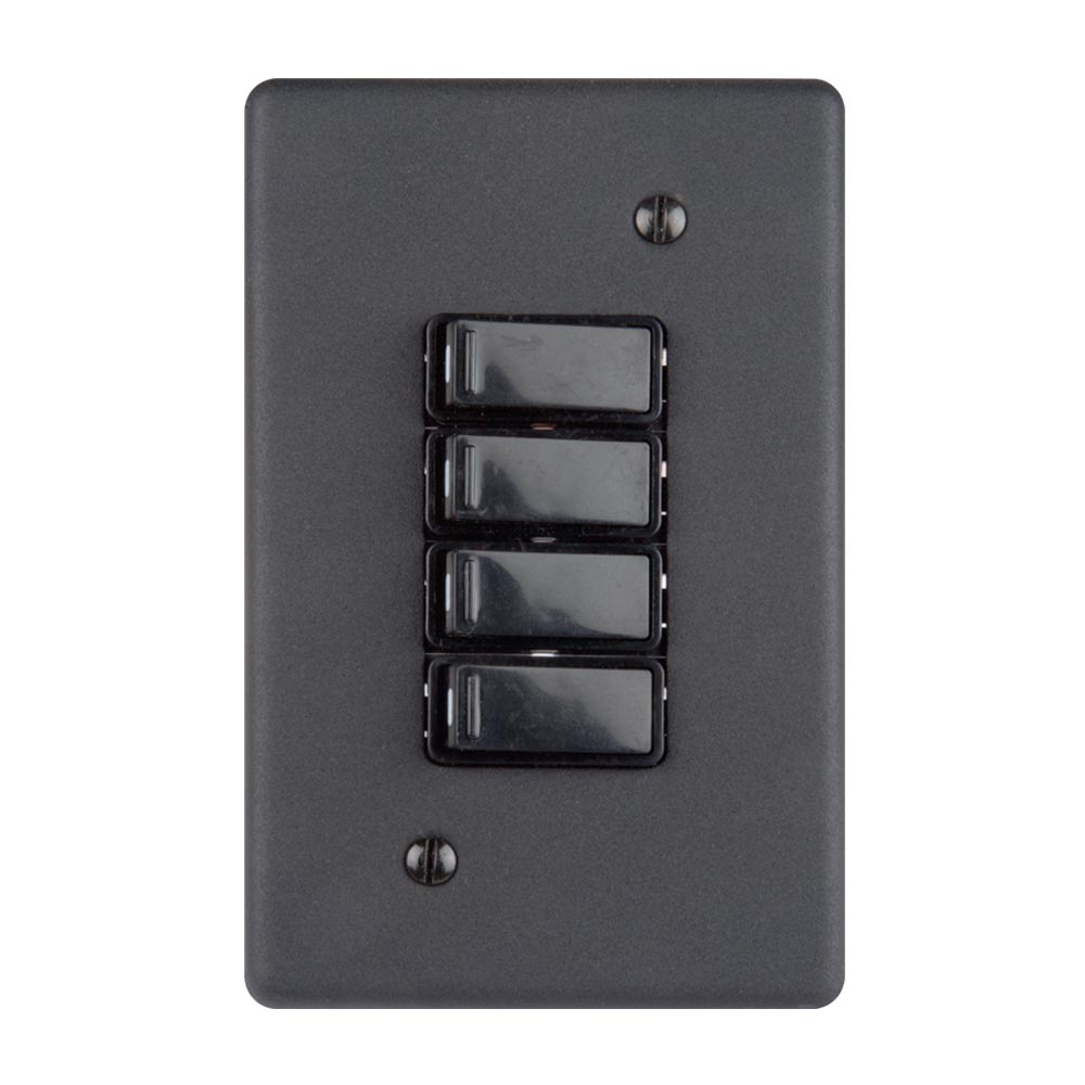 Lesco 4 Lever 1-Way Light Switch 4 x 2 - Matt Black