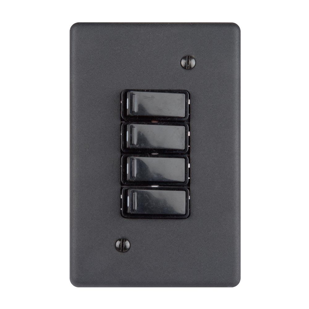 Lesco Matt Black 4 Lever 1 Way Light Switch 4 x 2