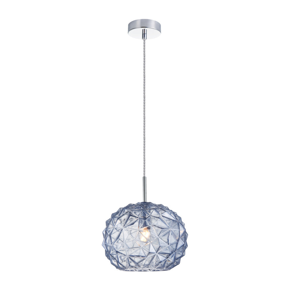 K. Light Iceberg Small Glass Pendant - Water Blue / Chrome