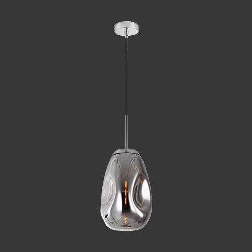 K. Light Morpheus Oval Glass Pendant - Chrome