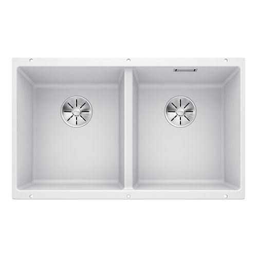 BLANCO SubLine 350/350-U Silgranit Double Bowl Undermount Sink - White