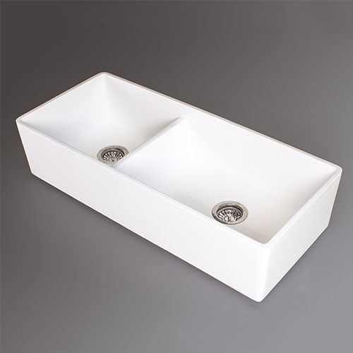 RossCo Long Double Bowl Counter Top Butler Sink