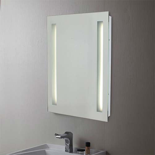 Large Bathroom Mirror with Vertical Strip Illuminators