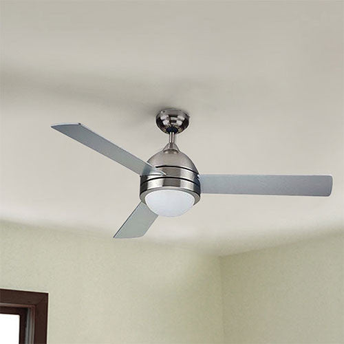 3 Blade Ceiling Fan with Light 1220mm - Satin Nickel