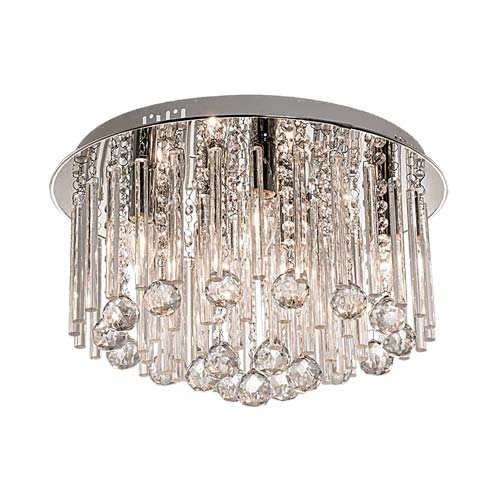 Chrome Ceiling Fitting with Glass and Conical Crystals