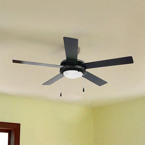 5 Blade Ceiling Fan with Lights 1320mm - Black