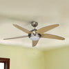 5 Blade Ceiling Fan with Light and Remote 1320mm - Satin Chrome