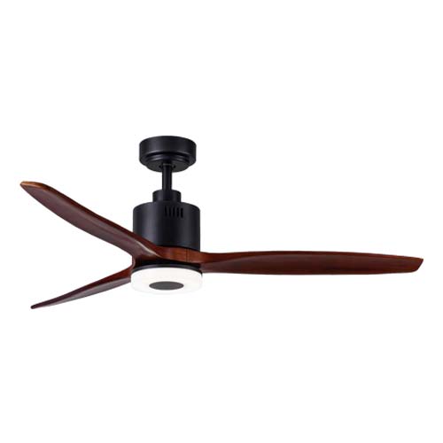 Bright Star 3 Blade Ceiling Fan with LED Light 1320mm - Wood / Black