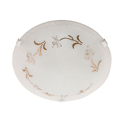 Gold Patterned White Glass Ceiling Light 400mm