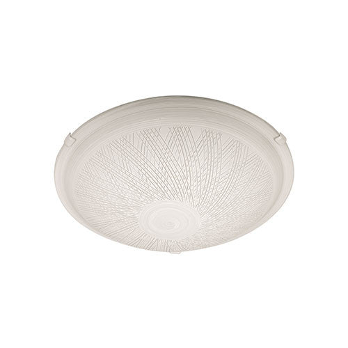Bright Star Line Patterned White Glass Ceiling Light 300mm