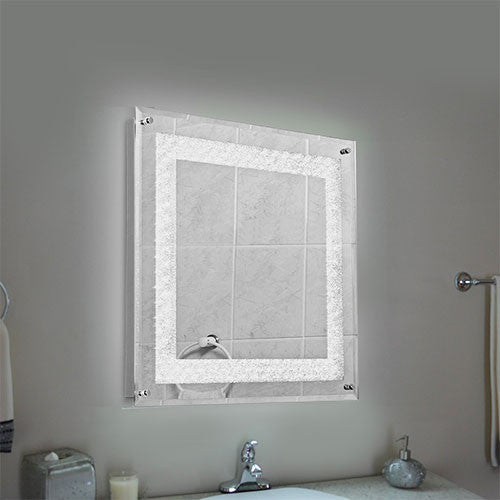 Bright Star Polished Chrome & Crystal Bathroom Mirror