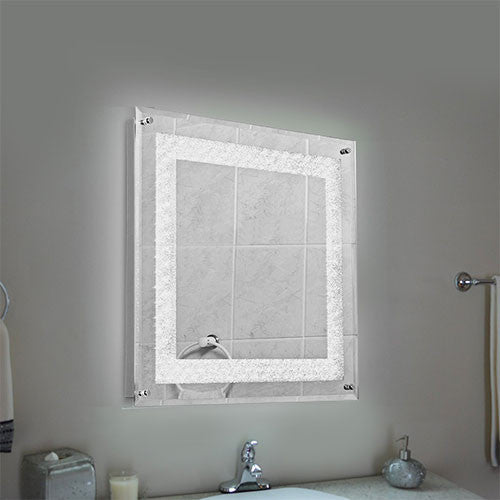 Polished Chrome & Crystal Bathroom Mirror